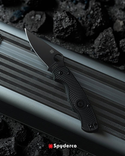 Spyderco ParaMilitary 2 Lightweight 3.47" CTS BD1N Black DLC FRN Folding Knife C81PBBK2