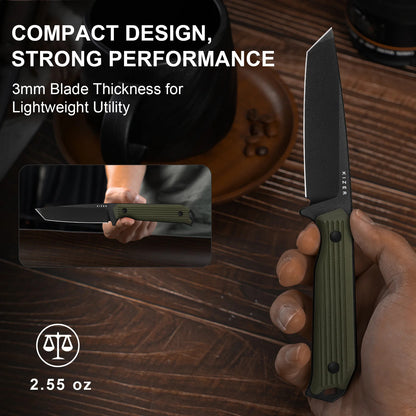 Kizer Begleiter Fix 3.74" AEB-L Green G10 Fixed Blade Knife 1045MT2