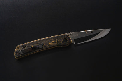 Rockstead HIGO II X-FCF-ZDP (CG) 3.5" Polished ZDP189 Folding Knife with Camo Gold Carbon Fiber Titanium Handle