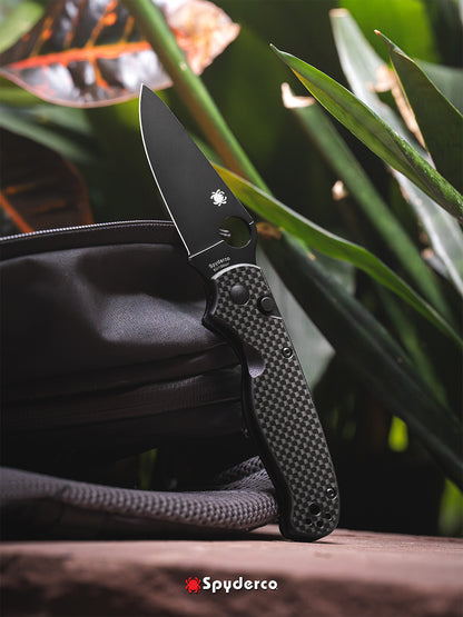 Spyderco ButtonUp 3.27" 8Cr13MoV Black Carbon Fiber Button-Lock Folding Knife C275CFPBK