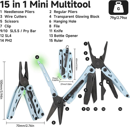 NexTool Mini Flagship F12 Blue Compact Multi-Tool with 15 Functions NE20410D
