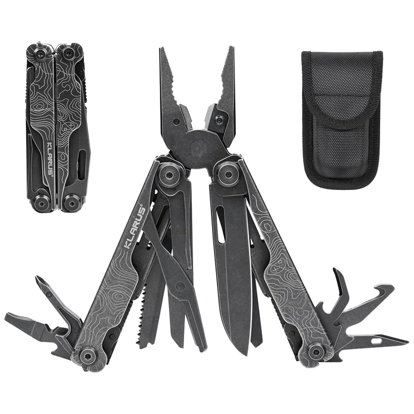 Klarus MT07 Black Stonewash Multi-Tool 20 Functions with Nylon Pouch