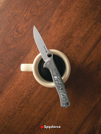Spyderco Slym 3.42" M390 Titanium Dark Matter Polar Fat Carbon Fiber Integral Folding Knife C271TIP