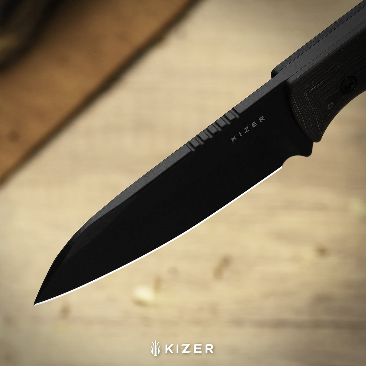 Kizer Field Mouse 2.75" 3V FatCarbon Camo Gold Fixed Blade Knife 1135A1