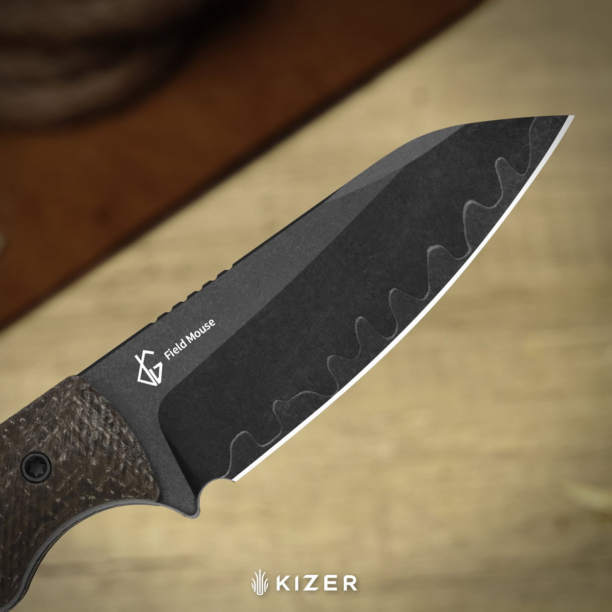Kizer Field Mouse 2.75" 3-Layer Composite Steel GID Canvas Micarta Fixed Blade Knife 1135A2