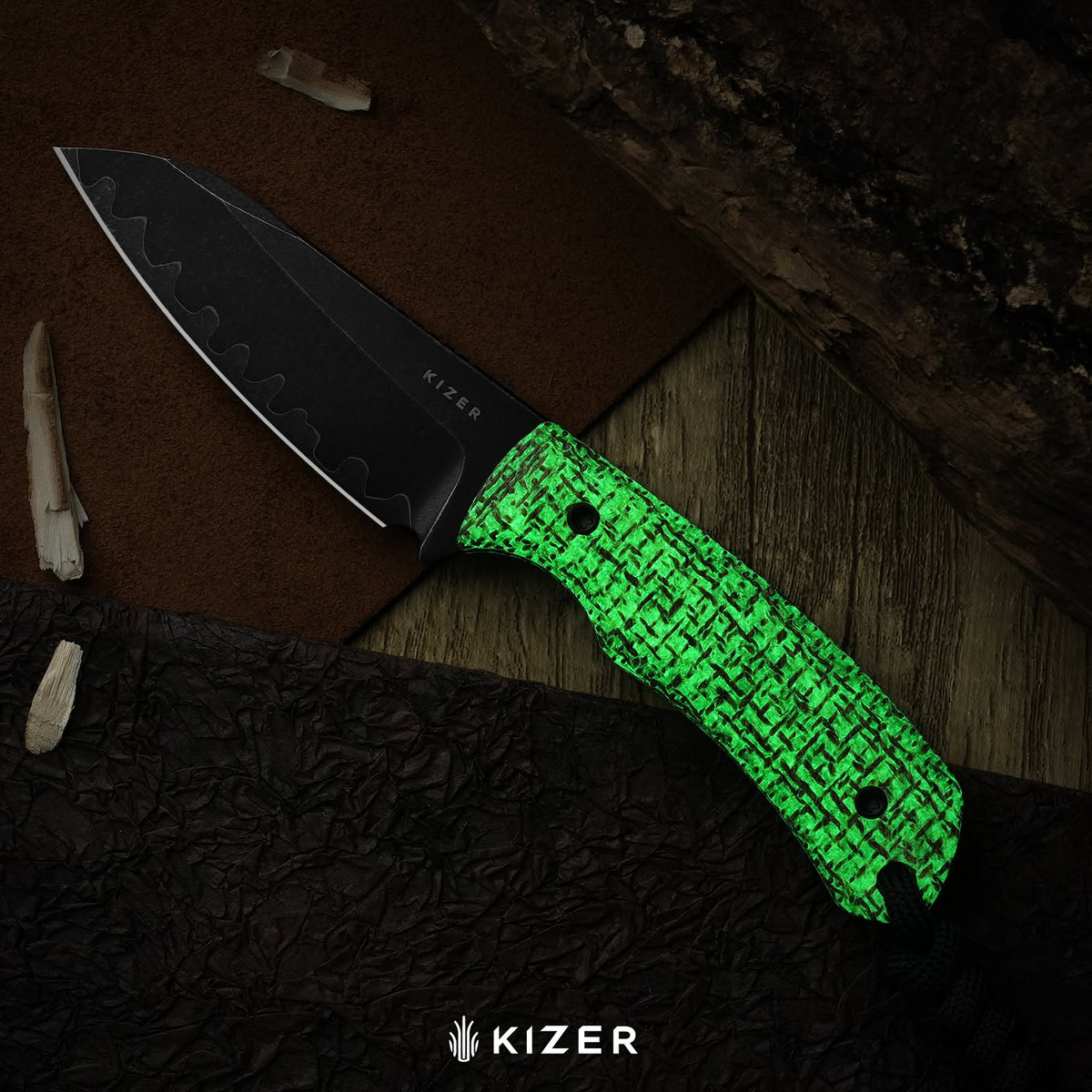 Kizer Field Mouse 2.75" 3-Layer Composite Steel GID Canvas Micarta Fixed Blade Knife 1135A2