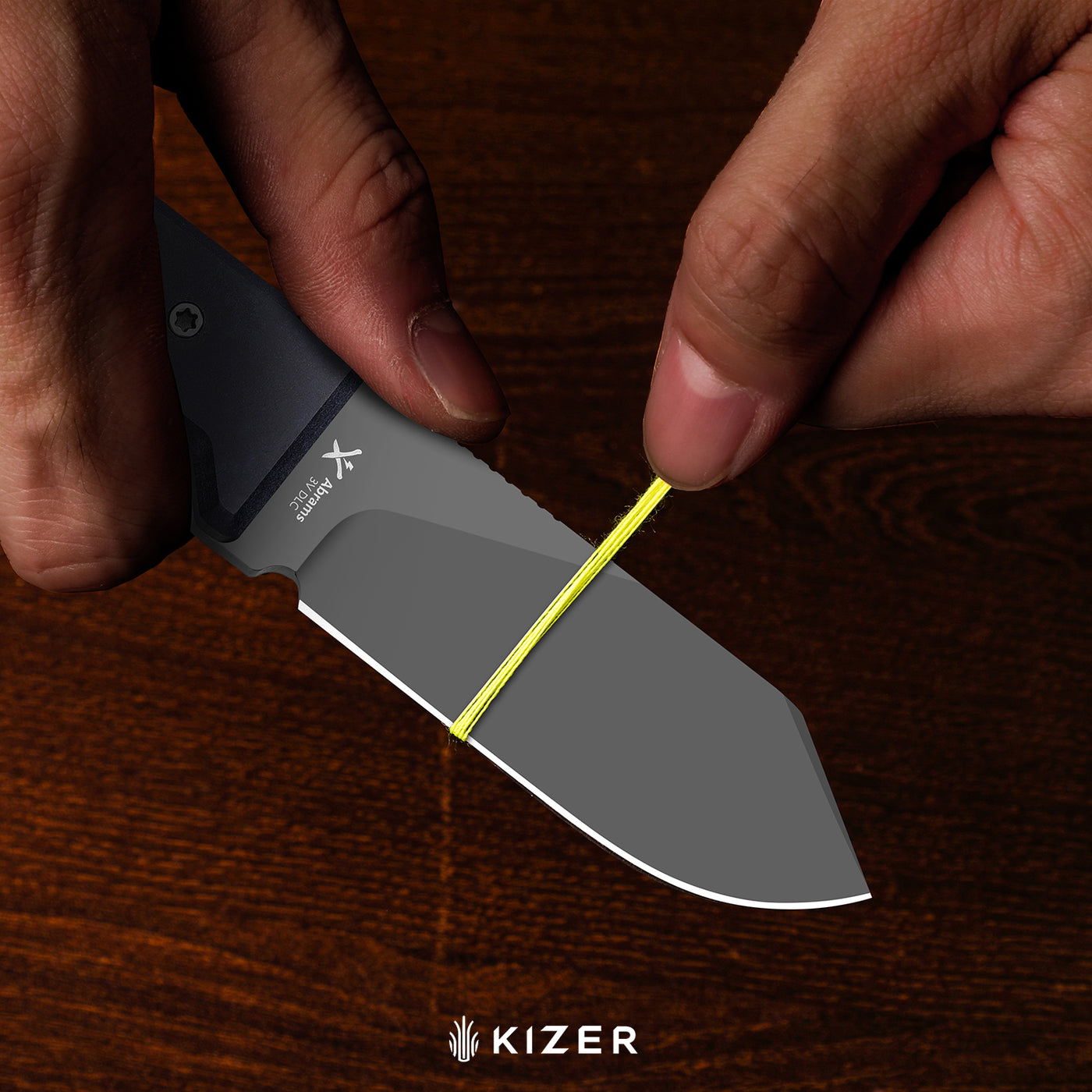 Kizer Abrams 3.12" CPM 3V Richlite Carbon Waves Fixed Blade Knife by Jordan Scolman 1133A1