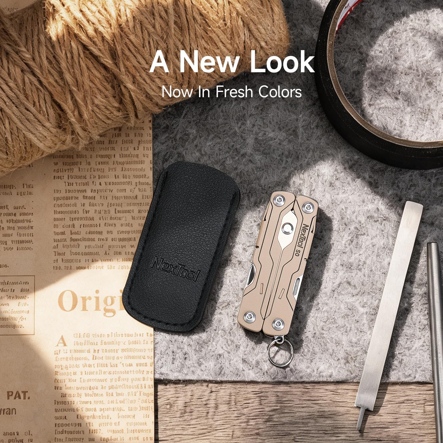 NexTool Micro Sailor Scissors S0 Khaki Bladeless Slim Keychain Multi-Tool 8 Functions NE20417C