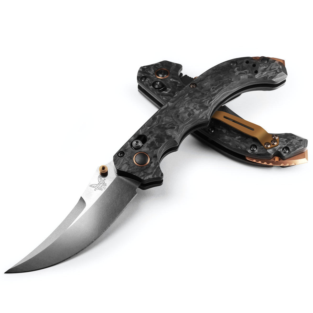 Benchmade 865-02 Mini Bedlam 3.45" S90V Stonewash Marbled Carbon Fiber Folding Knife