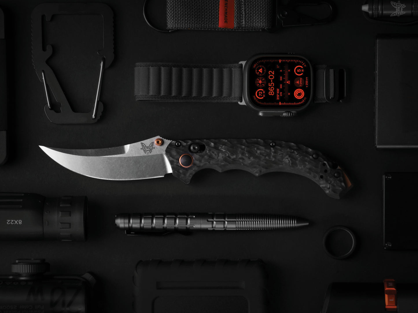 Benchmade 865-02 Mini Bedlam 3.45" S90V Stonewash Marbled Carbon Fiber Folding Knife