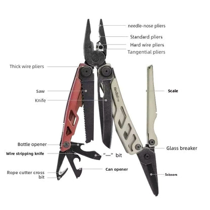 NexTool F30 Flagship Pro Red / Brown Stonewashed Multi-Tool 16 Functions with Nylon Pouch