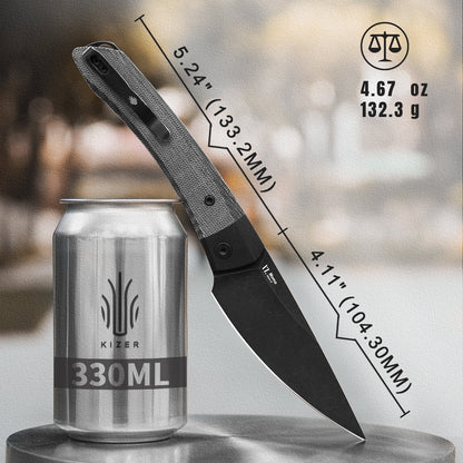 Kizer Momo 4.11" Nitro-V G10 Micarta Folding Knife by Vladimir Legachev V4663A1