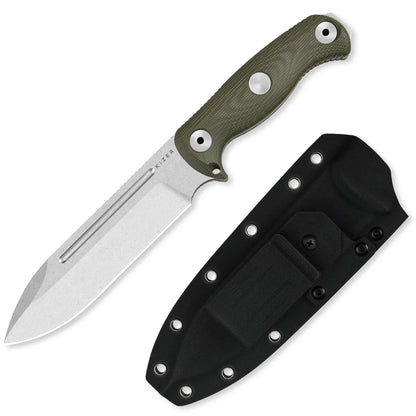 Kizer Drop Bear Fix 7 6.51" AEB-L Green Micarta Fixed Blade Knife 1103A1