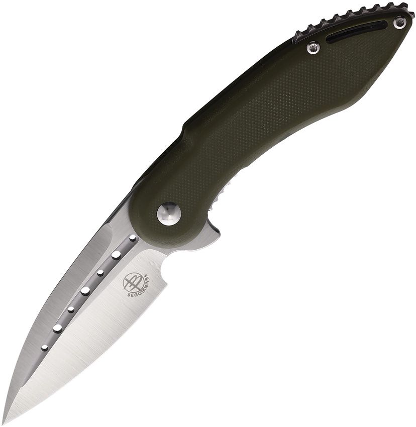 Begg Knives Steelcraft Mini Glimpse 3" D2 OD Green G10 Folding Knife BG006