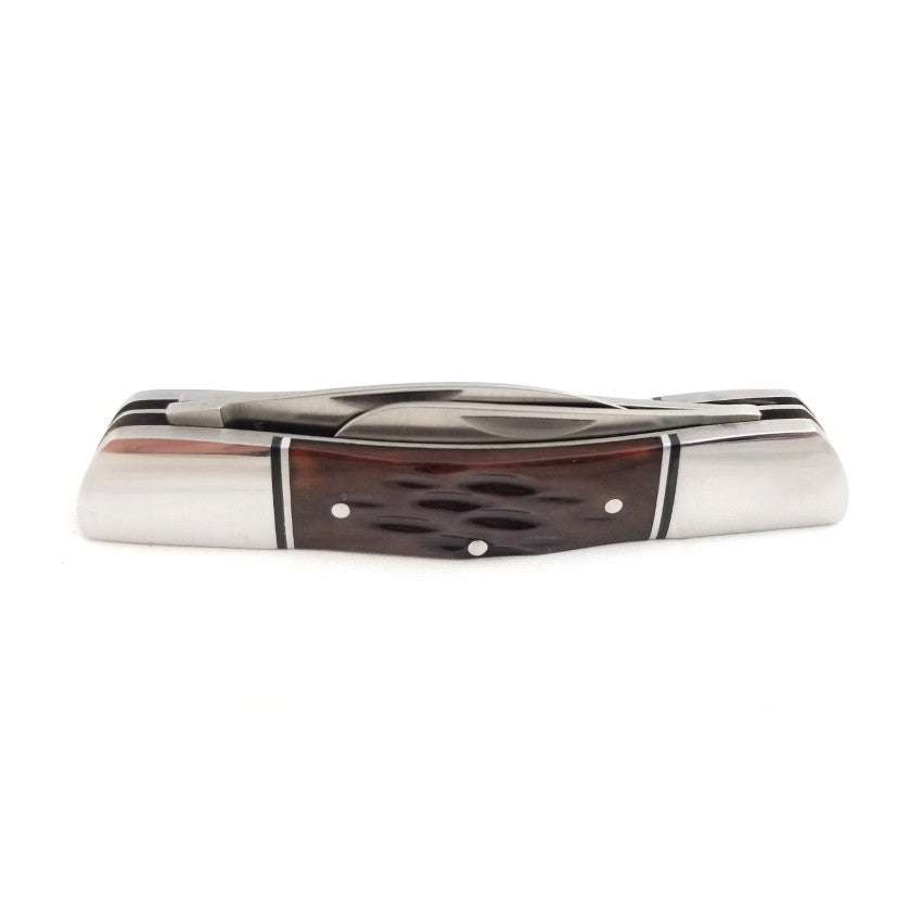 Browning Three Blade Folder 8Cr13MoV Brown Jigged Bone Handle Folding Knife