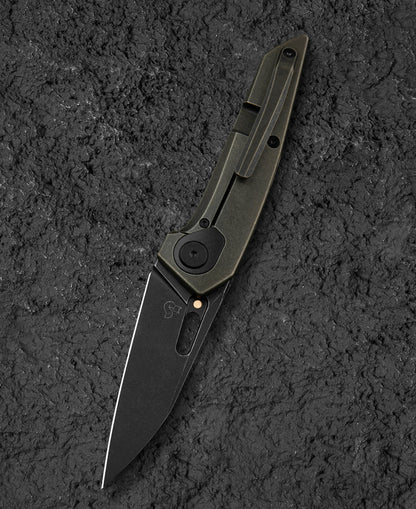 Bestech VK-Void 2.85" Elmax Black Bronze Stonewash Titanium Folding Knife by Vulpex BT2305D