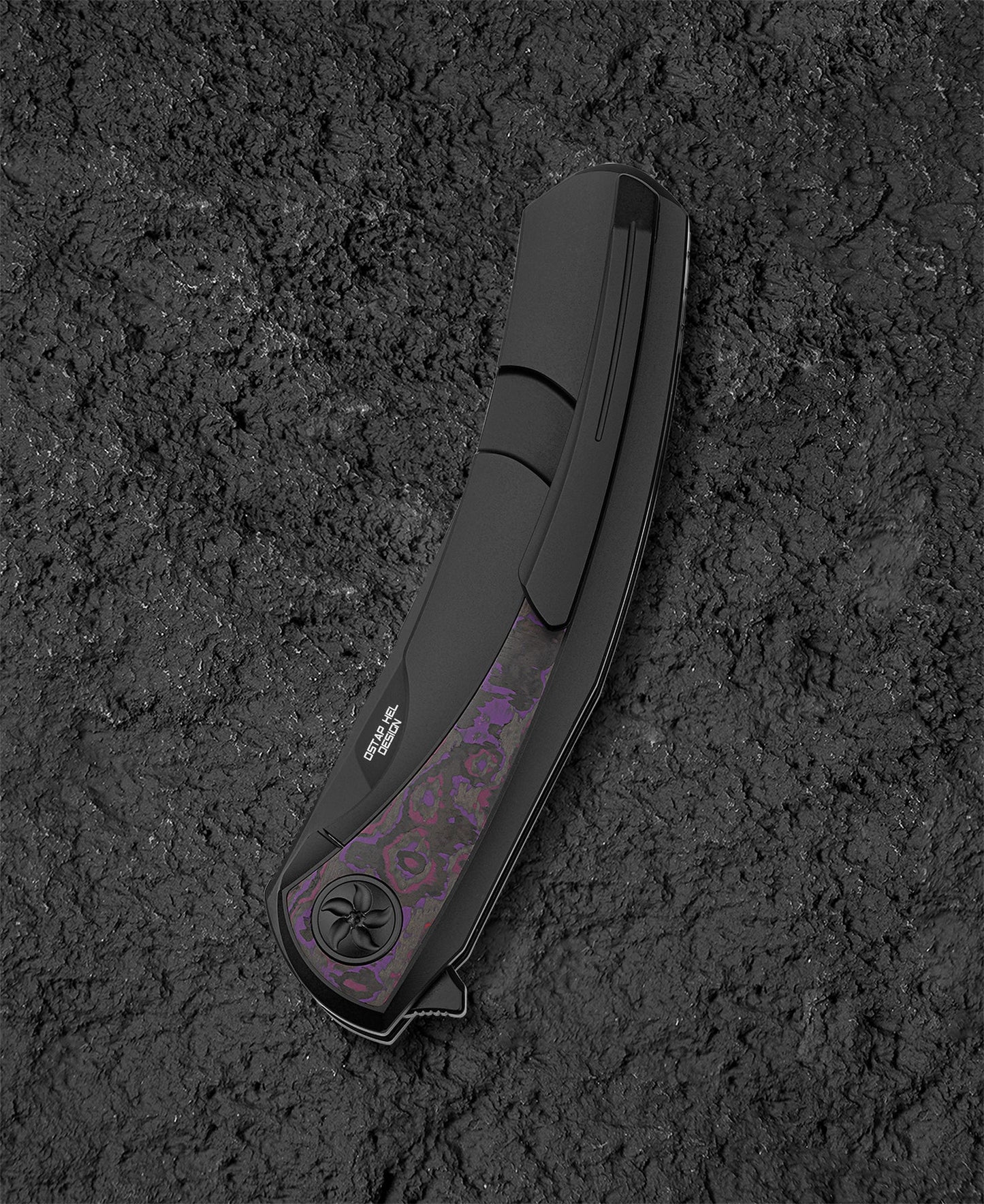 Bestech Sambac 3.62" Magnacut Black Titanium Fat Carbon Fiber Folding Knife by Ostap Hel BT2402B