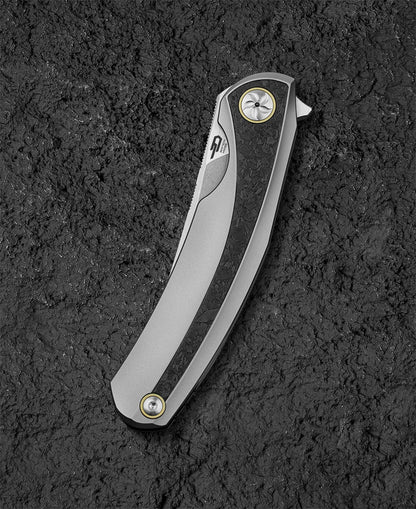 Bestech Sambac 3.62" Magnacut Titanium Marble Carbon Fiber Folding Knife by Ostap Hel BT2402C