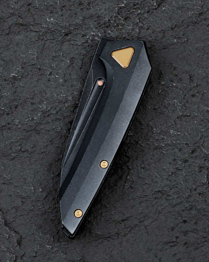 Bestech VK-Navi 3.3" Magnacut Black Stonewash Titanium Folding Knife by Vulpex BT2404E