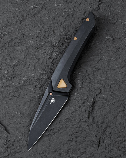 Bestech VK-Navi 3.3" Magnacut Black Stonewash Titanium Folding Knife by Vulpex BT2404E