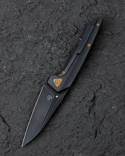 Bestech VK-Navi 3.3" Magnacut Black Stonewash Titanium Folding Knife by Vulpex BT2404E
