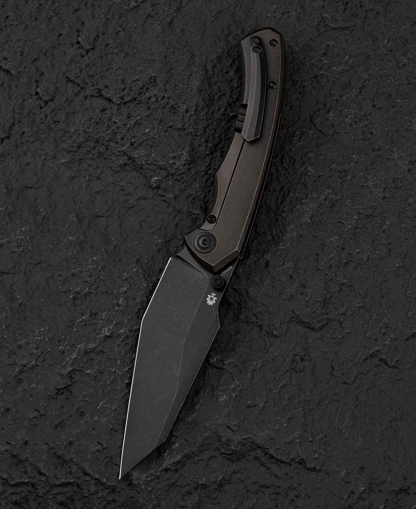 Bestech Clastic 3.62" Magnacut Black Bronze Titanium Folding Knife by Horizon Machine Works BT2407B