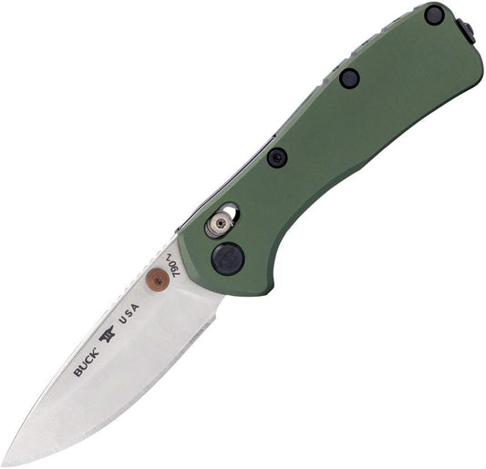 Buck 790 Mini Range Elite 2.625" Magnacut Crossbar Lock Green Aluminium Folding Knife