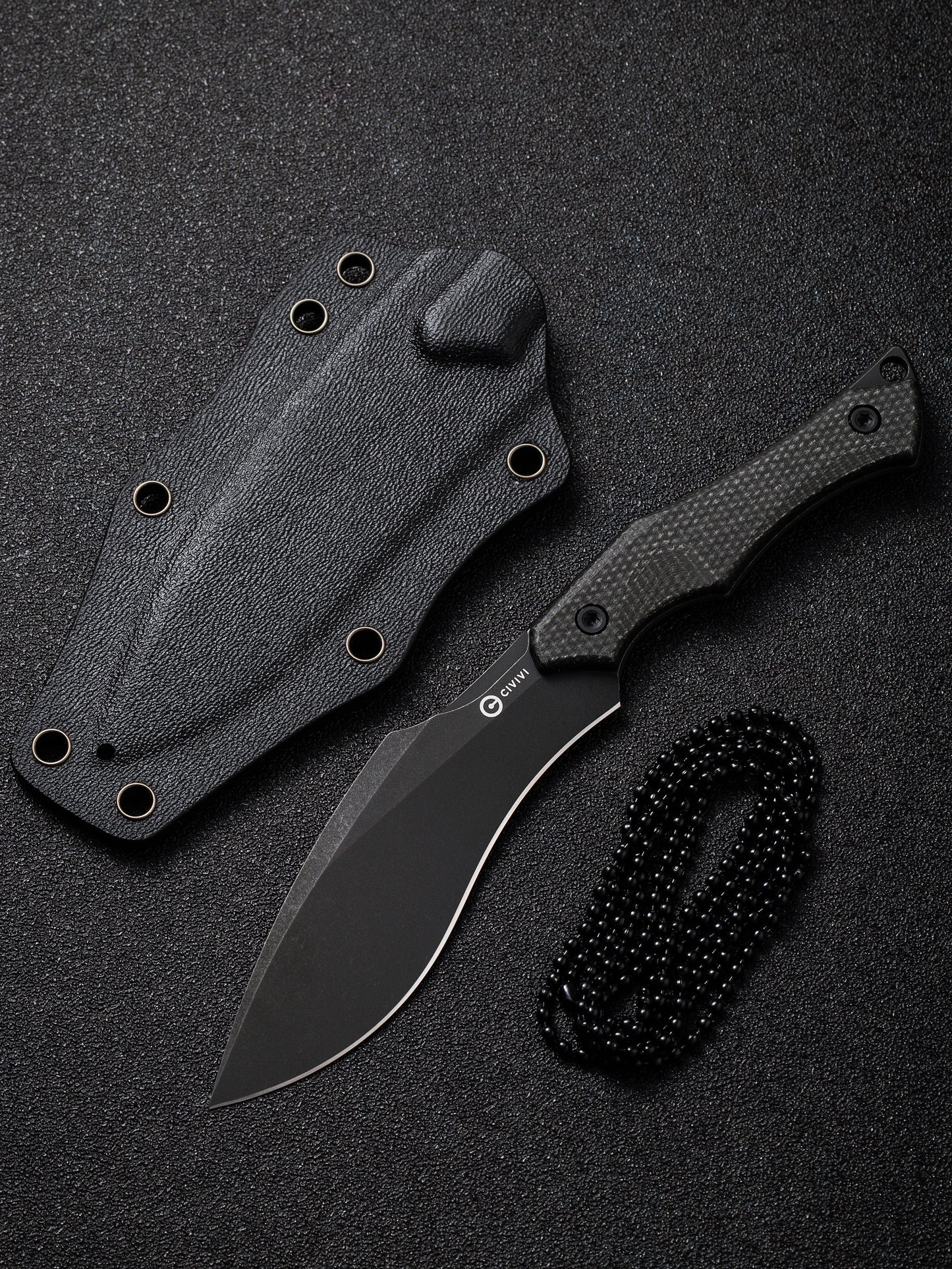 Civivi Vaquita II 3.2" Nitro V Black Stonewashed Dark Green Canvas Micarta Mini Kukri Fixed Blade Knife by Nate Matlack C047C-3