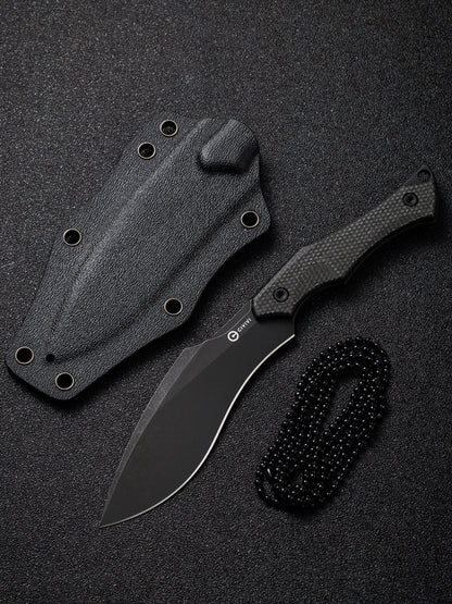 Civivi Vaquita II 3.2" Nitro V Black Stonewashed Dark Green Canvas Micarta Mini Kukri Fixed Blade Knife by Nate Matlack C047C-3