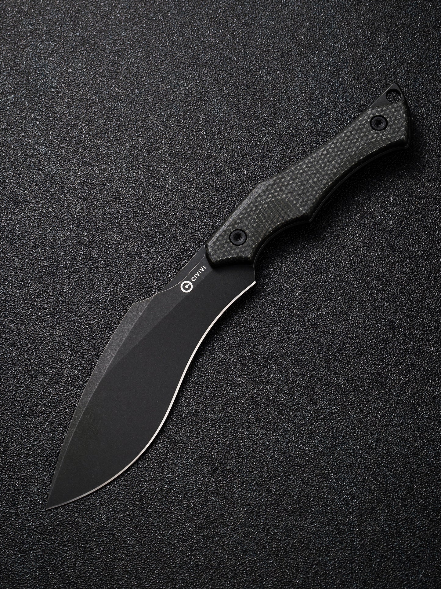 Civivi Vaquita II 3.2" Nitro V Black Stonewashed Dark Green Canvas Micarta Mini Kukri Fixed Blade Knife by Nate Matlack C047C-3