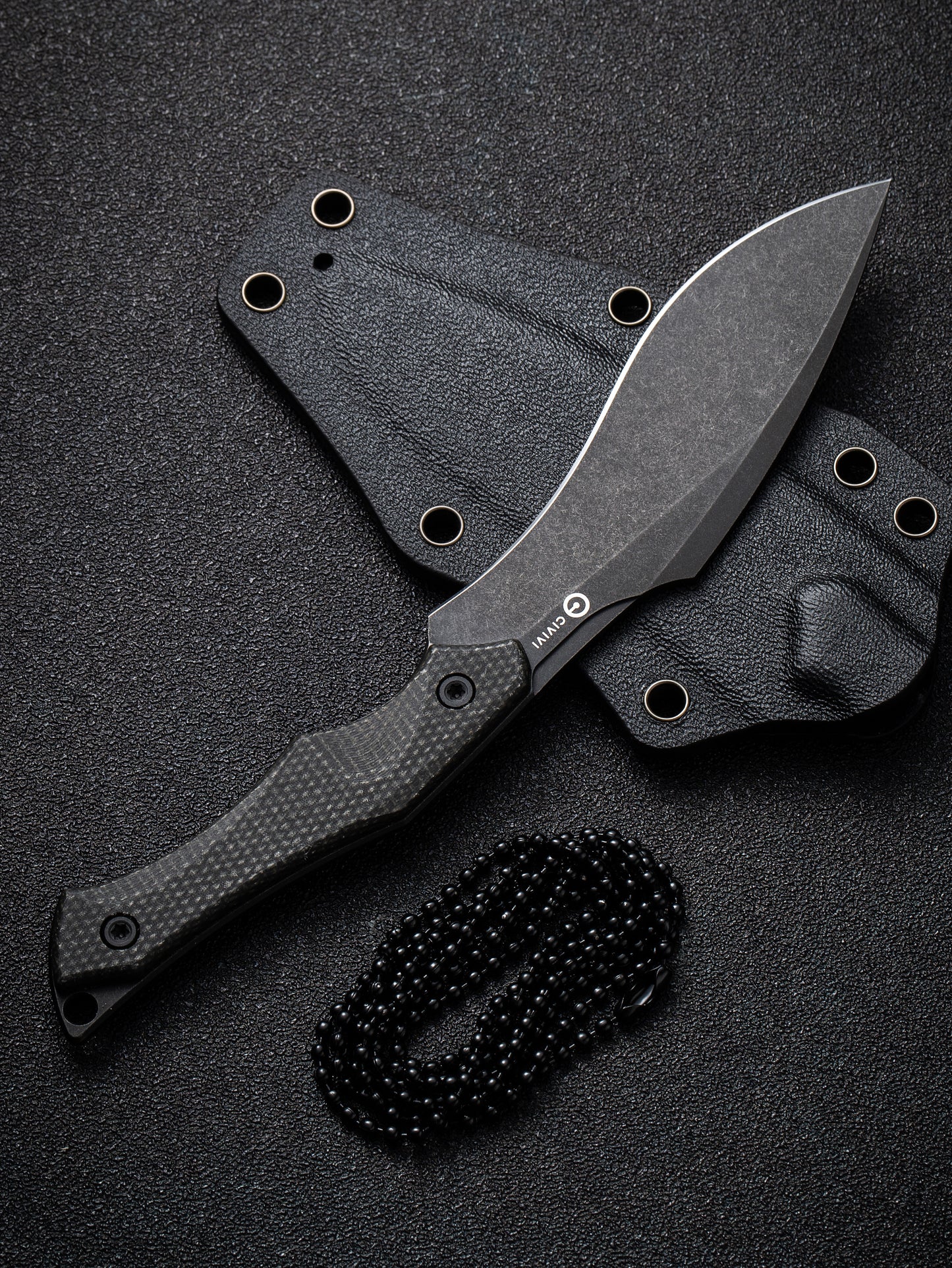 Civivi Vaquita II 3.2" Nitro V Black Stonewashed Dark Green Canvas Micarta Mini Kukri Fixed Blade Knife by Nate Matlack C047C-3