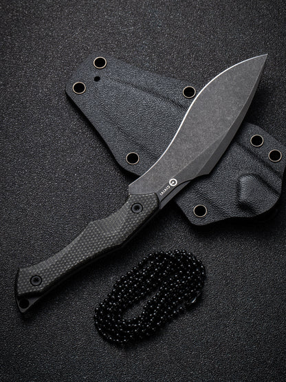 Civivi Vaquita II 3.2" Nitro V Black Stonewashed Dark Green Canvas Micarta Mini Kukri Fixed Blade Knife by Nate Matlack C047C-3