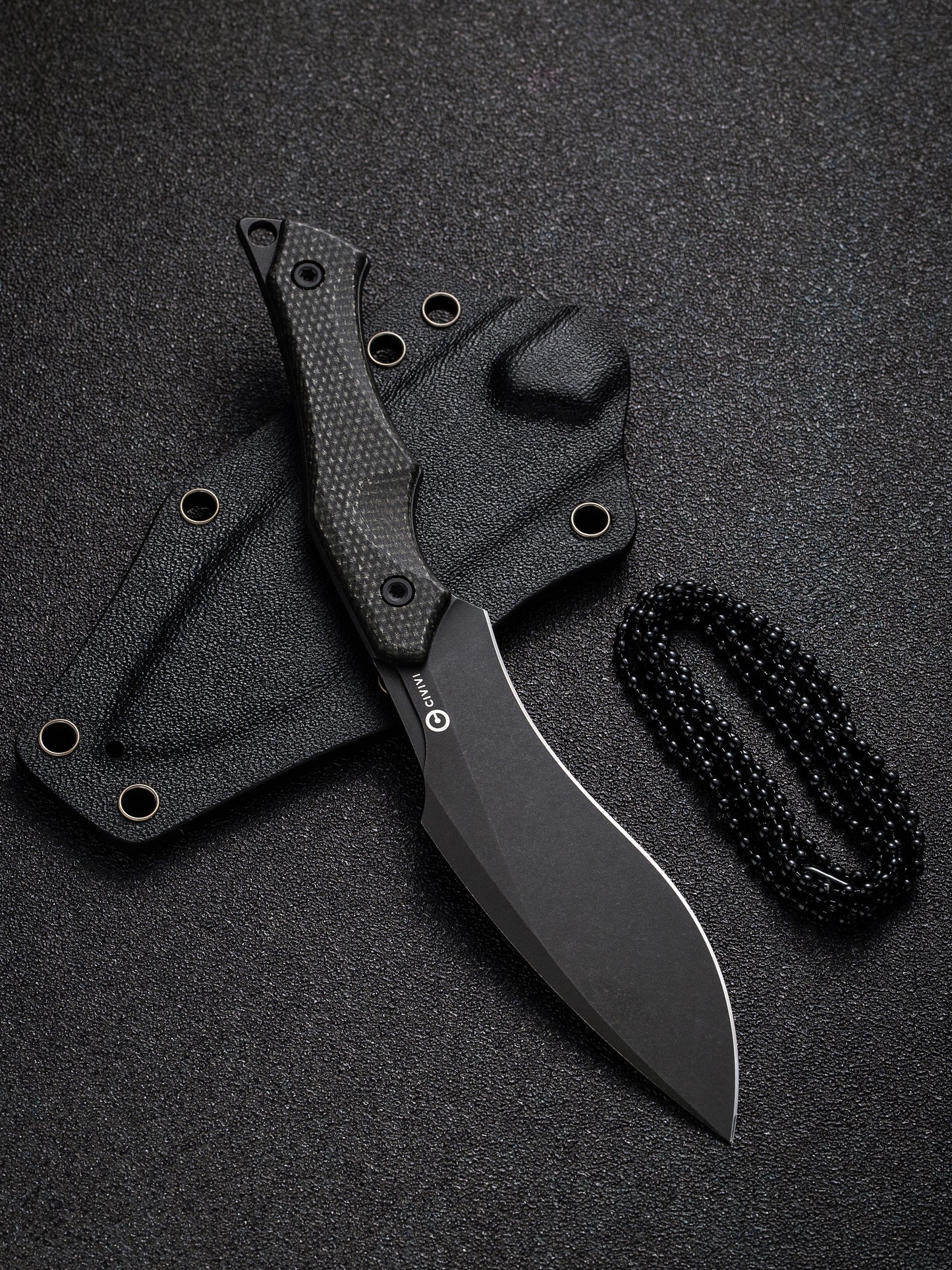 Civivi Vaquita II 3.2" Nitro V Black Stonewashed Dark Green Canvas Micarta Mini Kukri Fixed Blade Knife by Nate Matlack C047C-3