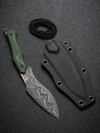 Civivi Vaquita II 3.2" Damascus Green Canvas Micarta Mini Kukri Fixed Blade Knife by Nate Matlack C047C-DS2