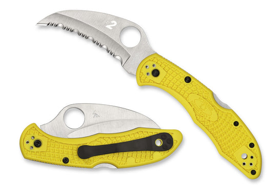 Spyderco Tasman Salt 2 Yellow 2.91" H-2 Serrated Rustproof Folding Knife C106SYL2