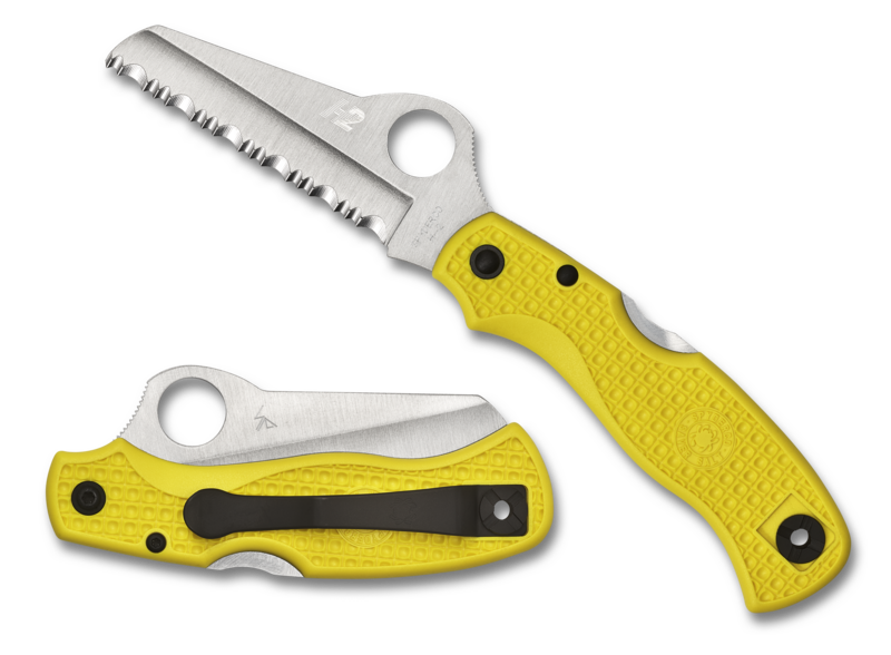 Spyderco Saver Salt SpyderEdge Yellow FRN H-2 Rustproof Folding Knife C118SYL