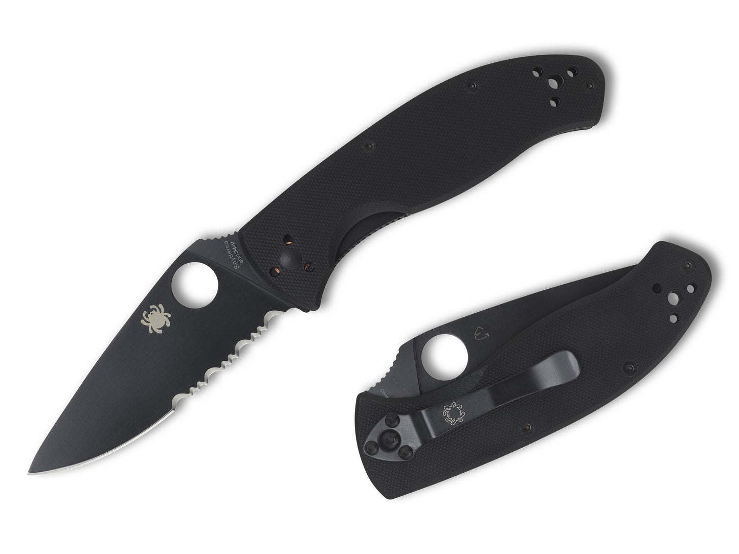Spyderco Tenacious 3.39" Black 8Cr13MoV G-10 Part-Serrated Folding Knife C122GBBKPS