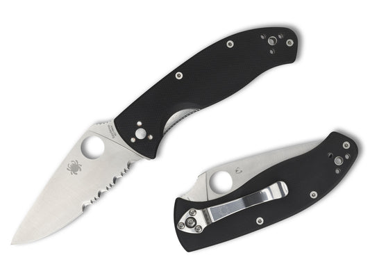 Spyderco Tenacious 3.39" 8Cr13MoV G-10 Part-Serrated Folding Knife C122GPS