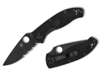 Spyderco Tenacious Lightweight 3.39" Black 8Cr13MoV FRN Part-Serrated Folding Knife C122PSBBK