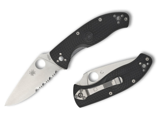 Spyderco Tenacious Lightweight 3.39" 8Cr13MoV FRN Part-Serrated Folding Knife C122PSBK