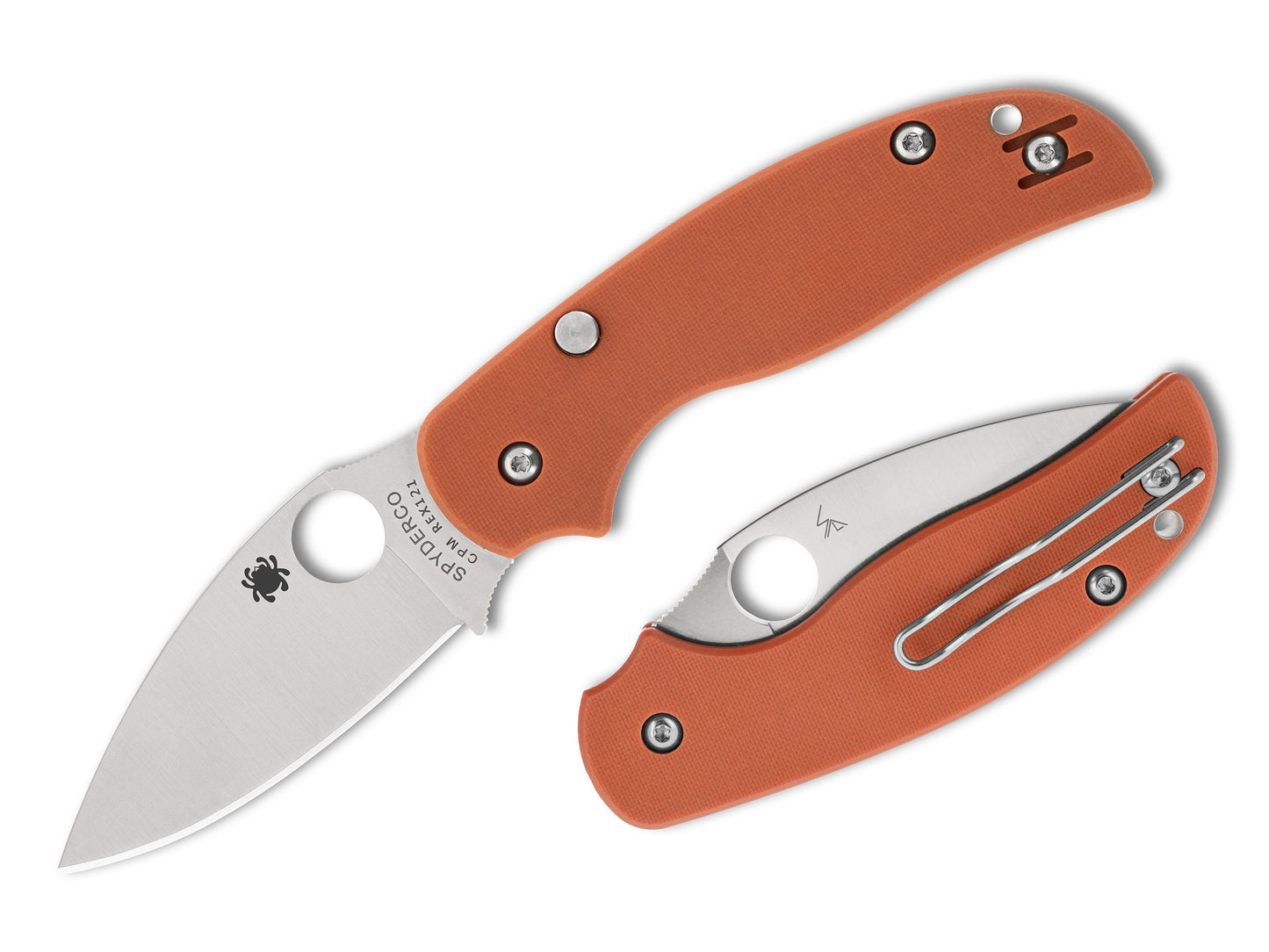 Spyderco Sage 6 3" CPM REX 121 Burnt Orange G10 Button-Lock Folding Knife C123GPBOR