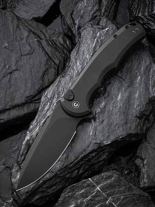 Civivi Praxis Button Lock 3.75" Nitro-V Black Aluminium Folding Knife C18026E-1