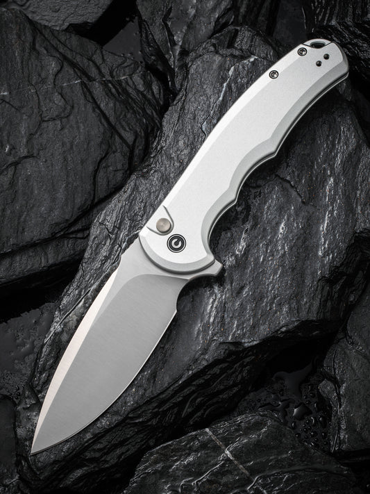 Civivi Praxis Button Lock 3.75" Nitro-V Silver Aluminium Folding Knife C18026E-2