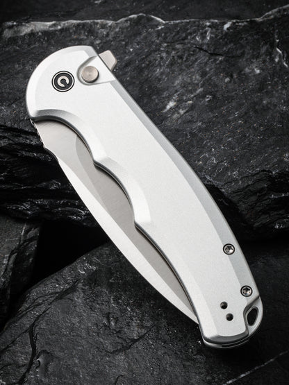 Civivi Praxis Button Lock 3.75" Nitro-V Silver Aluminium Folding Knife C18026E-2