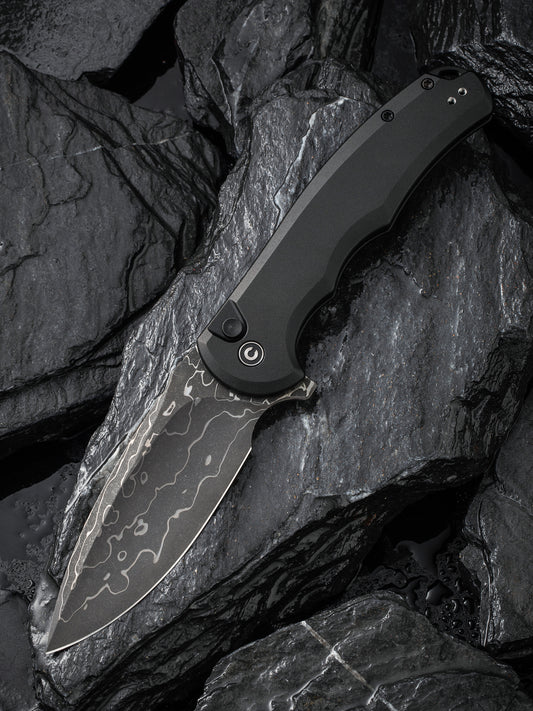 Civivi Praxis Button Lock 3.75" Damascus Aluminium Folding Knife C18026E-DS1