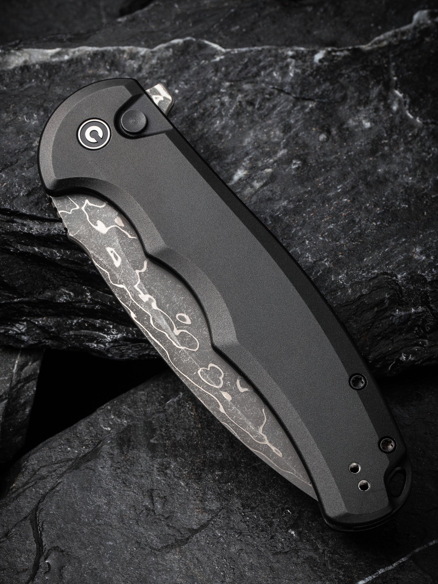 Civivi Praxis Button Lock 3.75" Damascus Aluminium Folding Knife C18026E-DS1
