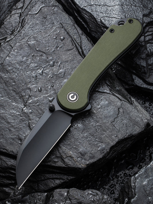 Civivi Elementum Wharncliffe 2.97" Nitro-V Black OD Green G-10 Folding Knife C18062AF-2