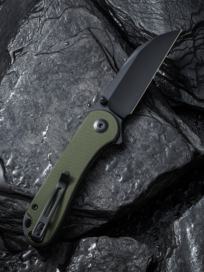 Civivi Elementum Wharncliffe 2.97" Nitro-V Black OD Green G-10 Folding Knife C18062AF-2