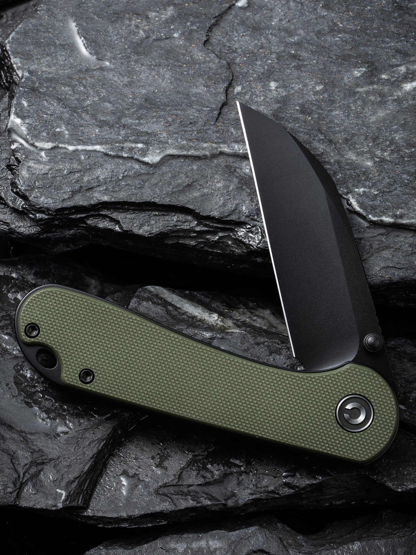 Civivi Elementum Wharncliffe 2.97" Nitro-V Black OD Green G-10 Folding Knife C18062AF-2