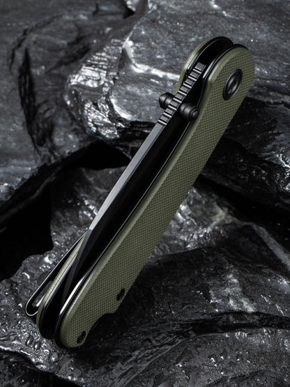 Civivi Elementum Wharncliffe 2.97" Nitro-V Black OD Green G-10 Folding Knife C18062AF-2